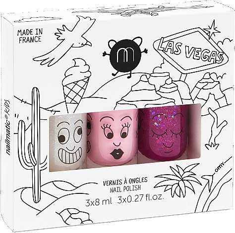 Set - Nailmatic Las Vegas Kids Set (nail/polish/3x8ml) — photo N1