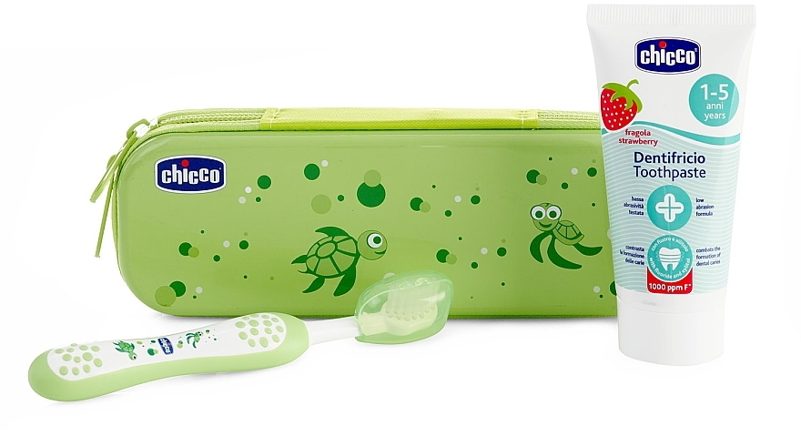 Travel Set, green - Chicco (Toothbrush + Toothpaste/50ml) — photo N1