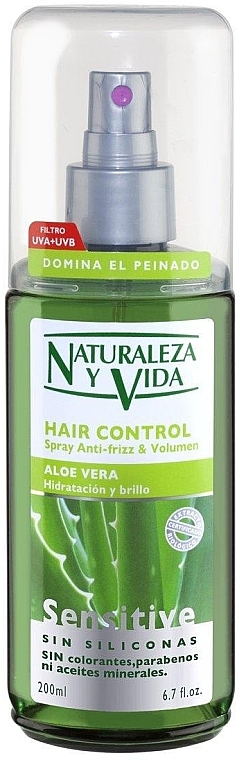 Aloe Vera Hair Spray - Natur Vital Sensitive Hair Control Anti-Frizz & Volume Spray — photo N1