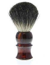 Shaving Brush with Badger Fiber, plastic, black-brown - Golddachs Pure Badger Plastic Tortie Havanna — photo N1