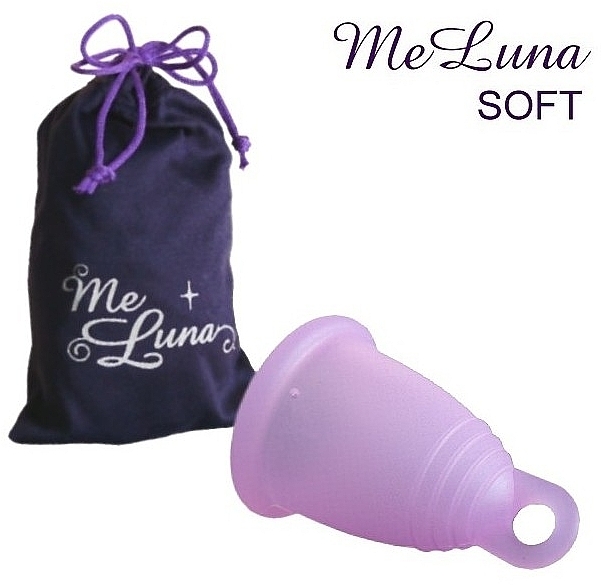 Menstrual Cup with Loop, size S, pink - MeLuna Soft Menstrual Cup Ring — photo N1