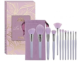 Makeup Brush Set, 13 pcs, purple - Ecarla — photo N1