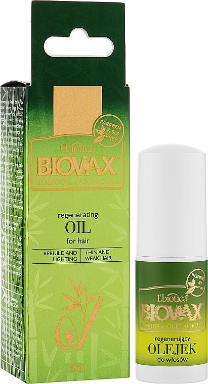 Repairing Bamboo & Avocado Oil Hair Mask for Thin & Weakened Hair - Biovax Bambus & Avocado Oil Elirsir — photo N4