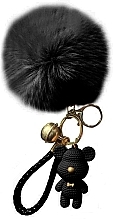 Bear with Fluff Keychain, BRL317CZ, black - Ecarla — photo N1