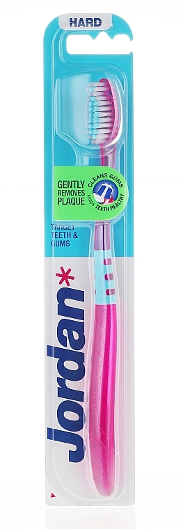 Toothbrush Hard Target, pink with blue - Jordan Target Teeth & Gums Hard — photo N6