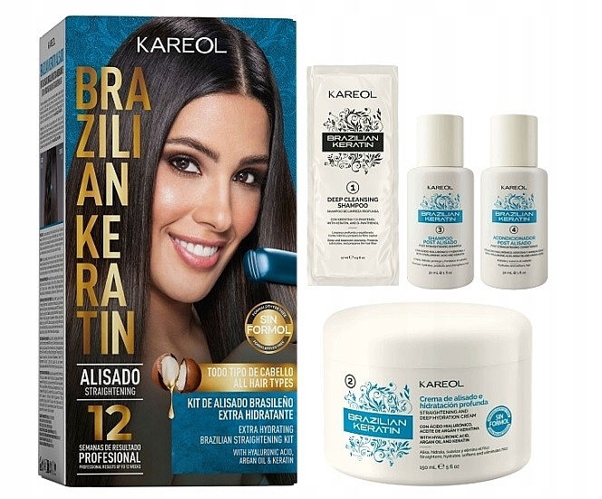 Hair Straightening Set - Kareol Brazilian Keratin Extra Hydrating Kit — photo N1