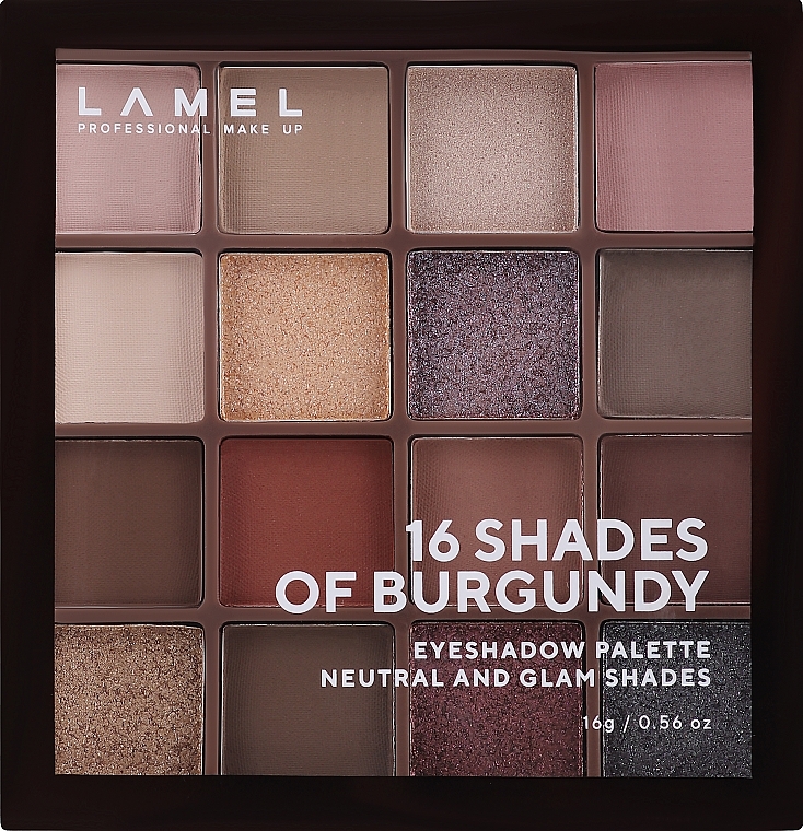 Eyeshadow Palette - LAMEL Make Up Eyeshadow 16 Shades Of Burgundy Palette — photo N8