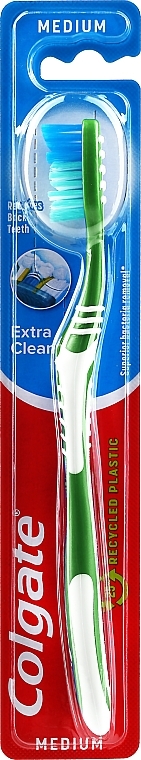 Toothbrush Medium Hard "Extra Clean", green - Colgate Extra Clean Medium — photo N1