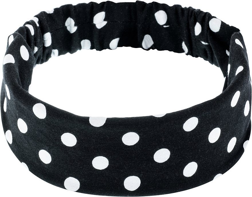 MakeUp - Knit Fashion Classic Headband, Black & White Polka Dot  — photo N1