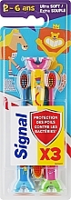 Fragrances, Perfumes, Cosmetics Kids Toothbrush Set, yellow-pink+blue - Signal Kids Tripack