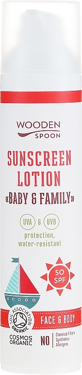 Sun Lotion - Wooden Spoon Organic Sunscreen Lotion Baby & Family SPF 50 — photo N1