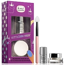 Fragrances, Perfumes, Cosmetics Set - Le Mini Macaron Kitticorn Magic Holographic Manicure Set (poweder/1g + top/coat/5ml + tool/1pics)