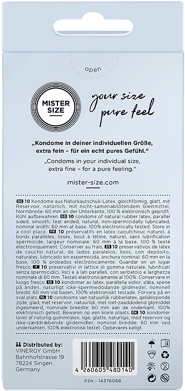 Latex Condoms, size 60, 10 pcs - Mister Size Extra Fine Condoms — photo N3