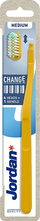 Toothbrush, medium, +4 heads, yellow - Jordan Change Medium — photo N1