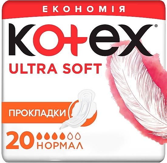 Sanitary Pads, 20 pcs - Kotex Ultra Dry&Soft Normal Duo — photo N1