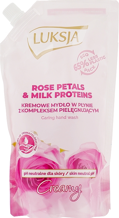 Liquid Cream Soap "Rose Petal & Milk Proteins" - Luksja Creamy Rose Petal & Milk Proteins (doypack) — photo N1