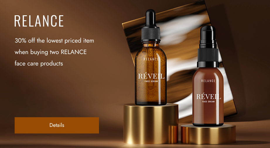 30% off the lowest priced item when buying two RELANCE face care products