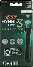 Shaving Razor with 4 Cartridges - Bic Flex 3 Hybrid Sensitive — photo N1