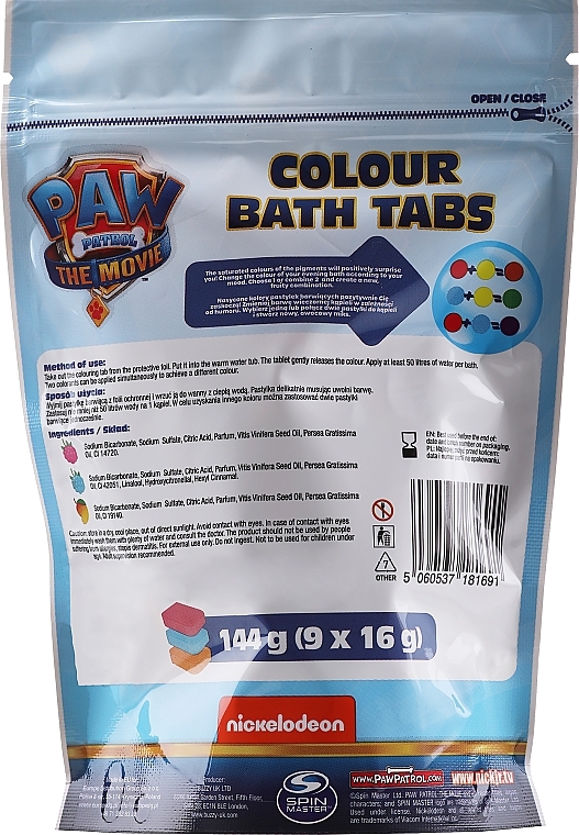 Fizzy Color Bath Tabs - Nickelodeon Paw Patrol Movie Colour Bath Tabs — photo N2