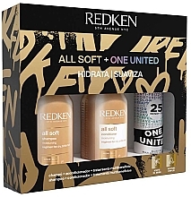 Fragrances, Perfumes, Cosmetics Set - Redken All Soft + One United (shmp/300ml + h/cond/300ml + h/treat/150ml)