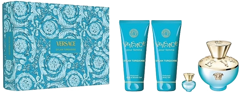 Versace Dylan Turquoise Pour Femme - Set (edt/100ml + edt/mini/5ml + b/gel/100ml + sh/gel/100ml) — photo N1