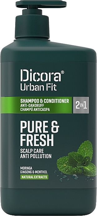 Anti-Dandruff Conditioning Shampoo - Dicora Urban Fit Shampoo & Conditioner 2 In 1 Pure & Fresh — photo N2