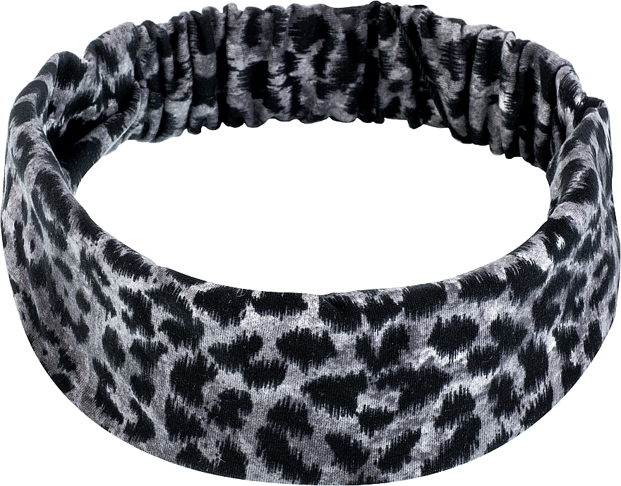 Headband, knit, straight, grey leopard "Knit Fasion" - MAKEUP Hair Accessories — photo N1