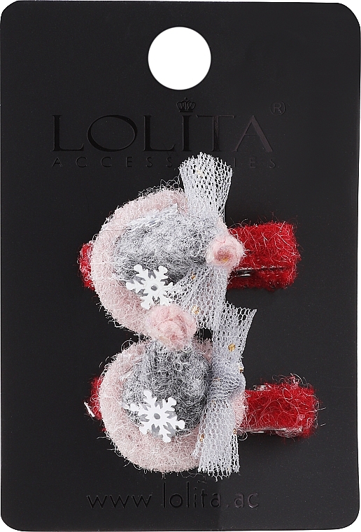 Hair Clips Set 'Sleds for Santa Claus', red 2 - Lolita Accessoires — photo N1