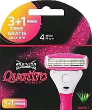 Fragrances, Perfumes, Cosmetics Razor Blade Refill, 3+1 pcs - Wilkinson Sword Quattro Women Aloe & Vit.E