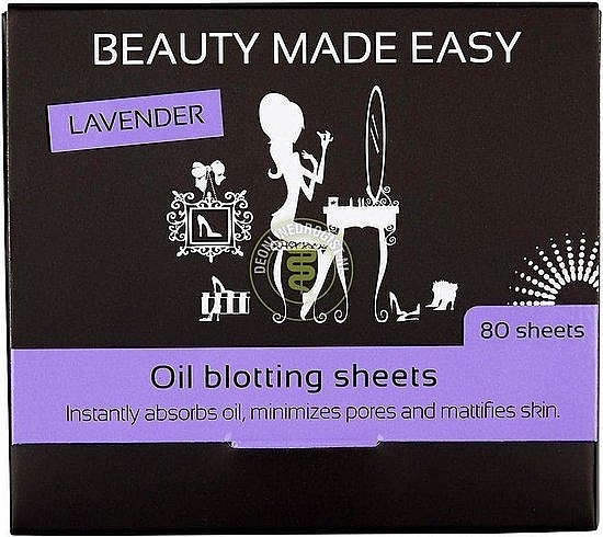 Mattifying Face Wipes 'Lavender' - Beauty Made Easy Oil Blotting Sheets Lavender — photo N2