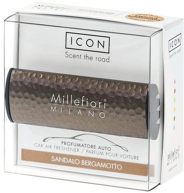 Car Perfume 'Iron Shadows: Sandalwood & Bergamot' - Millefiori Milano Icon Car Air Freshener Sandalo Bergamotto — photo N1