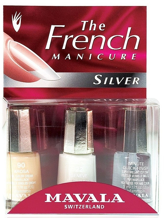 Natural French Manicure Set 'Silver' - Mavala Kit Natural French Silver (nail/2x5ml + dry/5ml) — photo N1