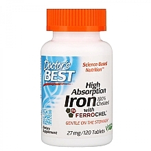 High Absorption Iron with Ferrochel, 27mg, tablets - Doctor's Best — photo N1