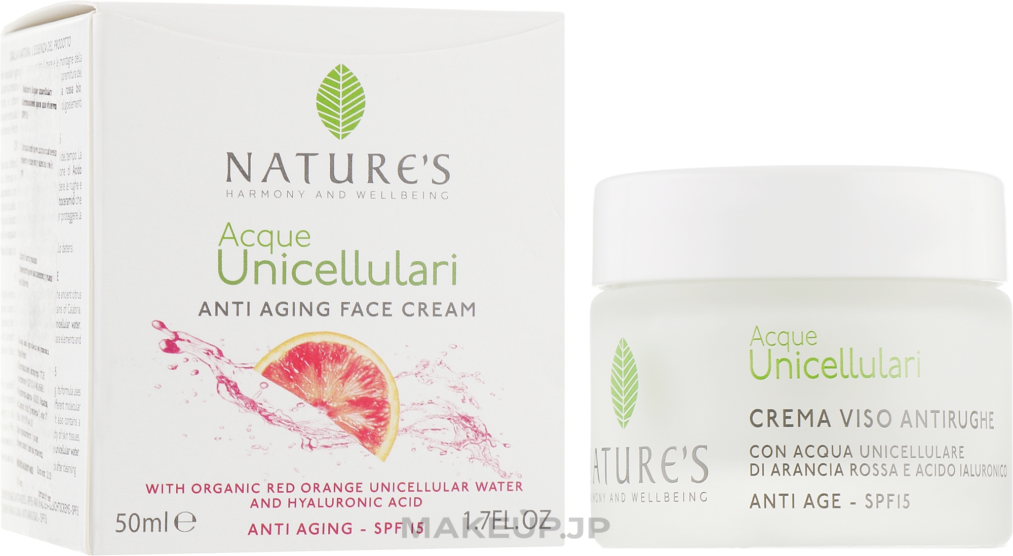Anti-Aging Face Cream - Nature's Acque Unicellulari Anti-Aging Cream SPF 15 — photo 50 ml