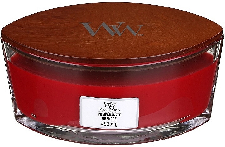 Scented Candle in Glass - Woodwick Hearthwick Flame Ellipse Candle Pomegrante  — photo N3