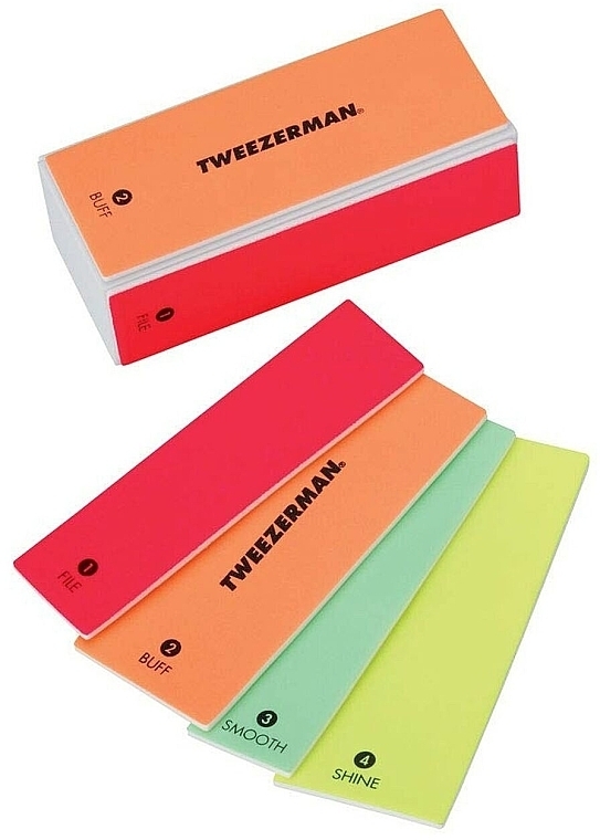 Nail Buffer - Tweezerman 4-In-1 Smooth & Shine Block Neon File Buff — photo N14