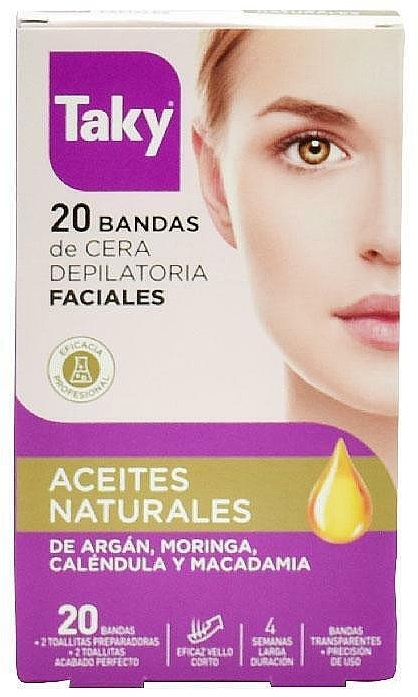 Face Wax Strips with Natural Oils - Taky Natural Oils Depilatory Face Wax Strips — photo N1