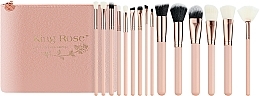 Fragrances, Perfumes, Cosmetics Makeup Brush Set in Cosmetic Bag, 15 pcs, pink - King Rose