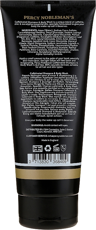 Men Caffeine Gel-Shampoo - Percy Nobleman Caffeine Shampoo & Body Wash — photo N2