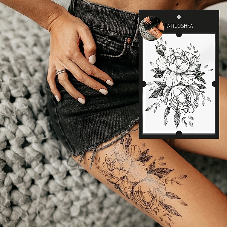 Temporary Tattoo "Large Peony" - Tattooshka — photo N3