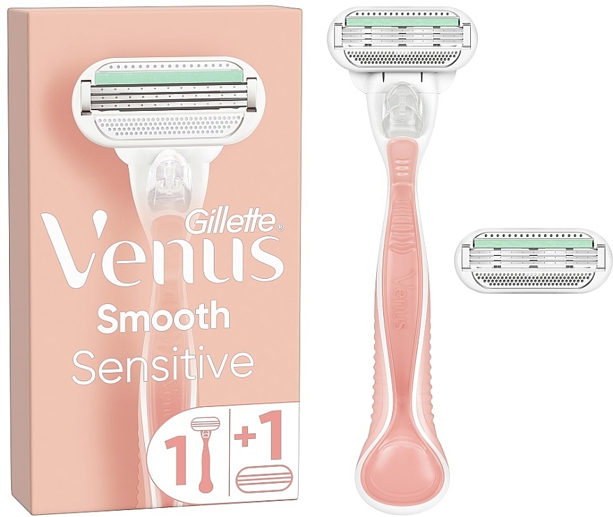 Pink Shaving Machine + 1 replaceable cassette - Gillette Venus Smooth Sensitive — photo N1