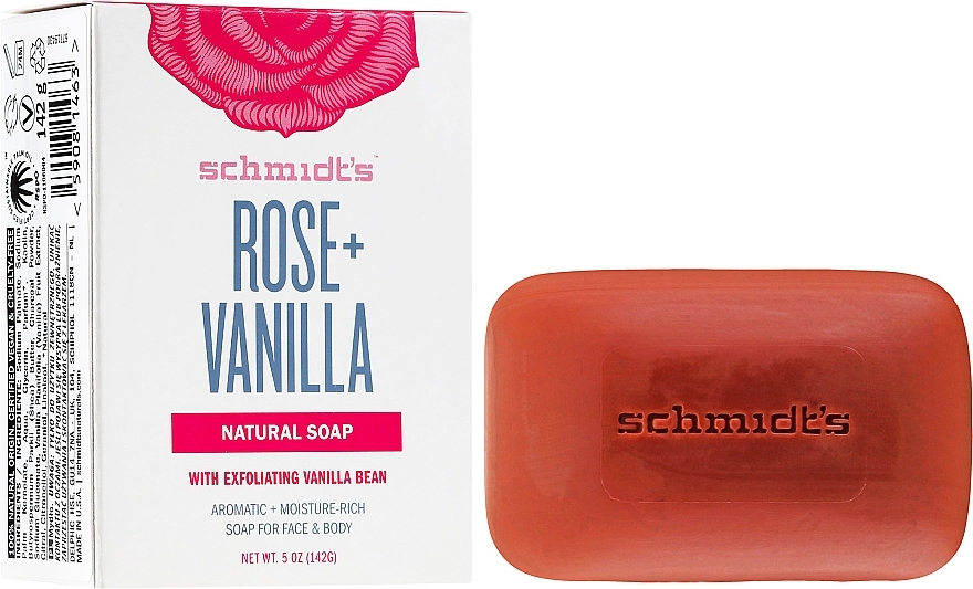 GIFT! Natural Soap - Schmidt's Naturals Bar Soap Rose Vanilla — photo N1