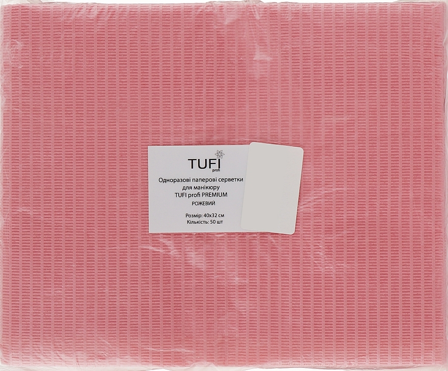 Paper Manicure Wipes, moisture resistant, 40x32 cm, pink - Tuffi Proffi Premium — photo N1