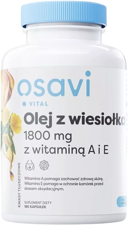 Evening Primrose Oil with Vitamins A & E Capsules, 1800 mg - Osavi — photo N2