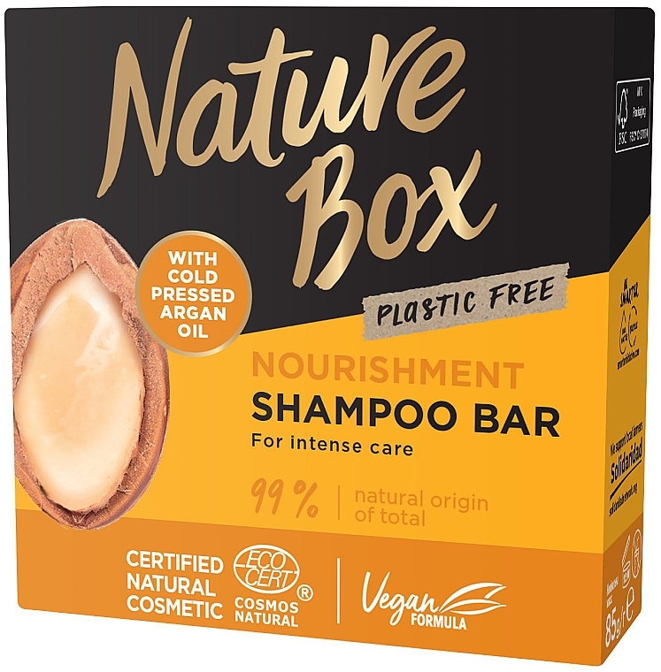 Nourishing Argan Oil Solid Shampoo - Nature Box Nourishment Vegan Shampoo Bar With Cold Pressed Argan Oil — photo N2