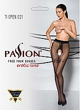 Erotic Tights with Cutout 'Tiopen' 021, 20 Den, black - Passion — photo N1