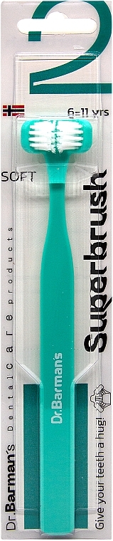 3-Sided Toothbrush, compact, turquoise - Dr. Barman's Superbrush Compact — photo N2