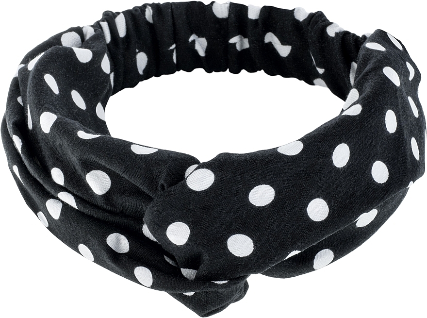 Headband, Knit Cross, dotted white-black, "Knit Twist" - MAKEUP Hair Accessories — photo N1