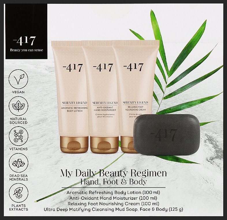 Set - -417 My Daily Beauty Regimen Hand, Foot & Body Kit (h/cr/100ml + b/lot/100ml + foot/cr/100ml + soap/125g) — photo N1