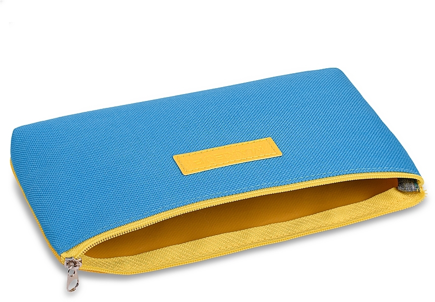 Fabric Cosmetic Bag 'Freedom', blue-yellow 19x10x2 cm - MAKEUP Cosmetic Bag Blue Yellow — photo N3